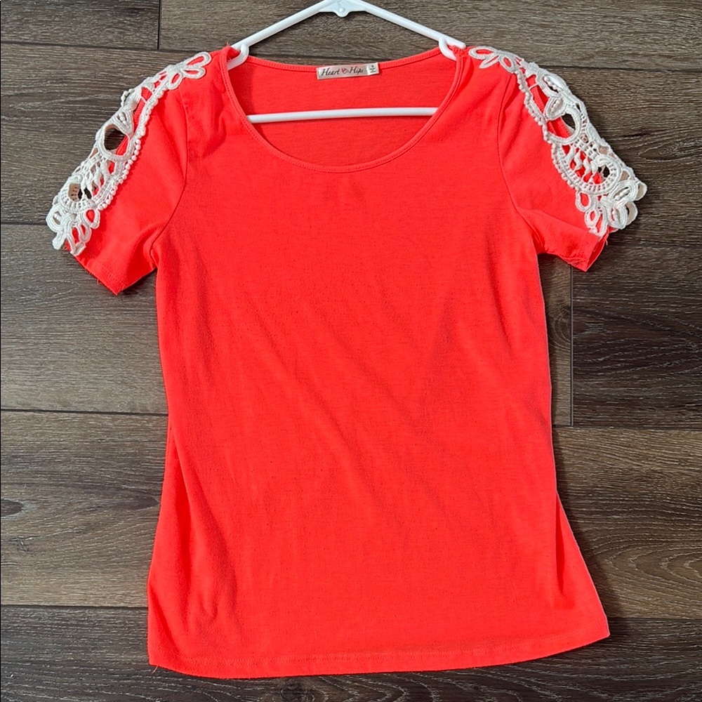 Fluorescent Orange Lace Top